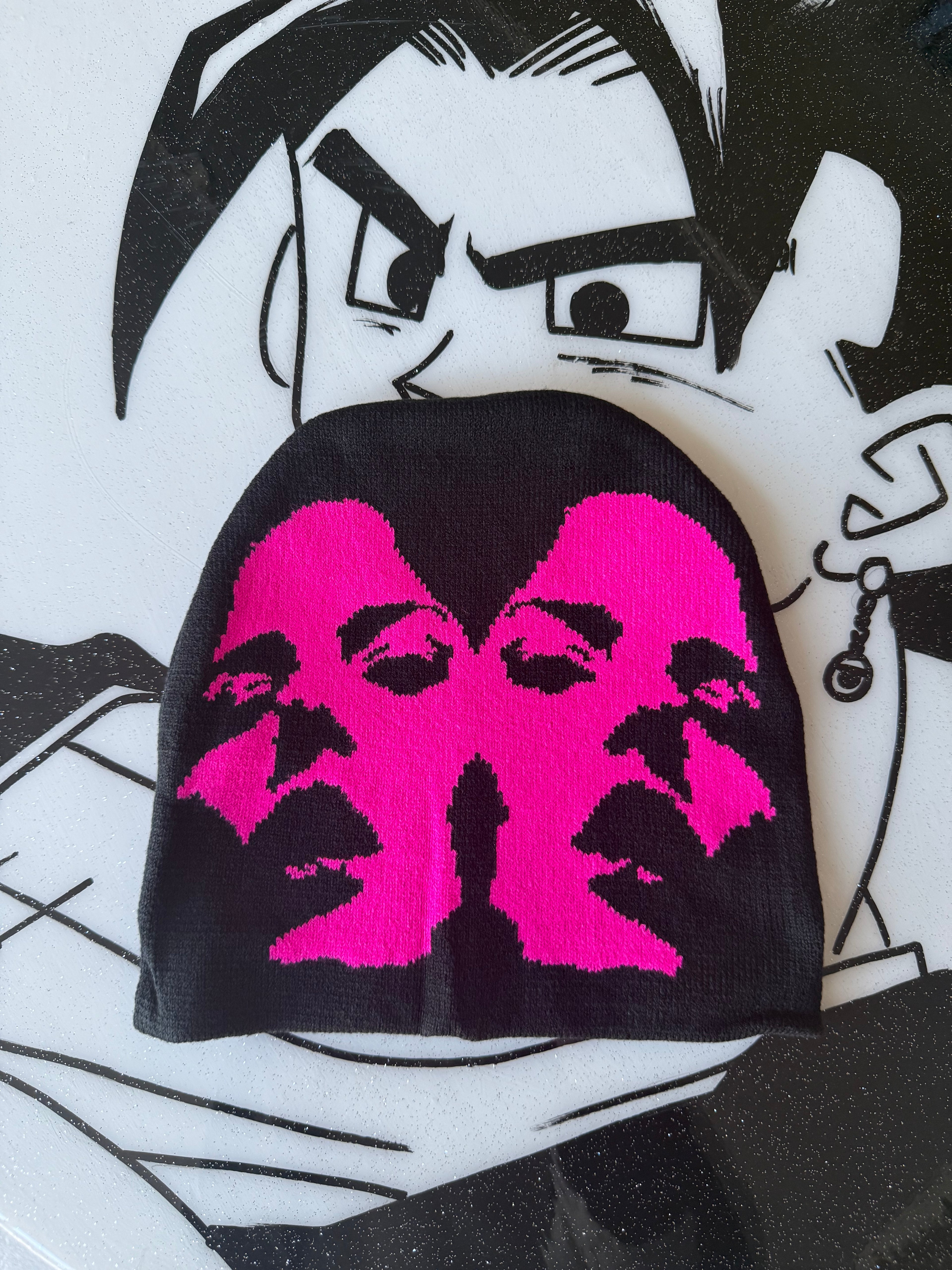 Black & Hot Pink Beanie