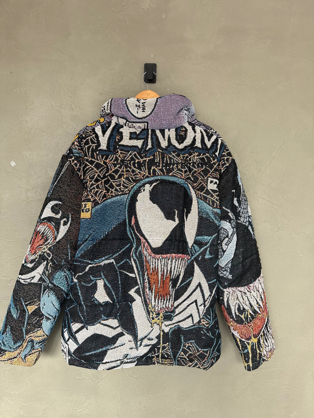 Venom Spider-Man Tapestry Puffer Jacket