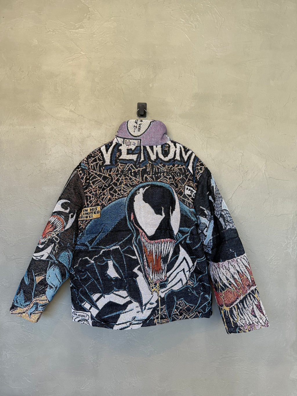 Venom Spider-Man Tapestry Puffer Jacket